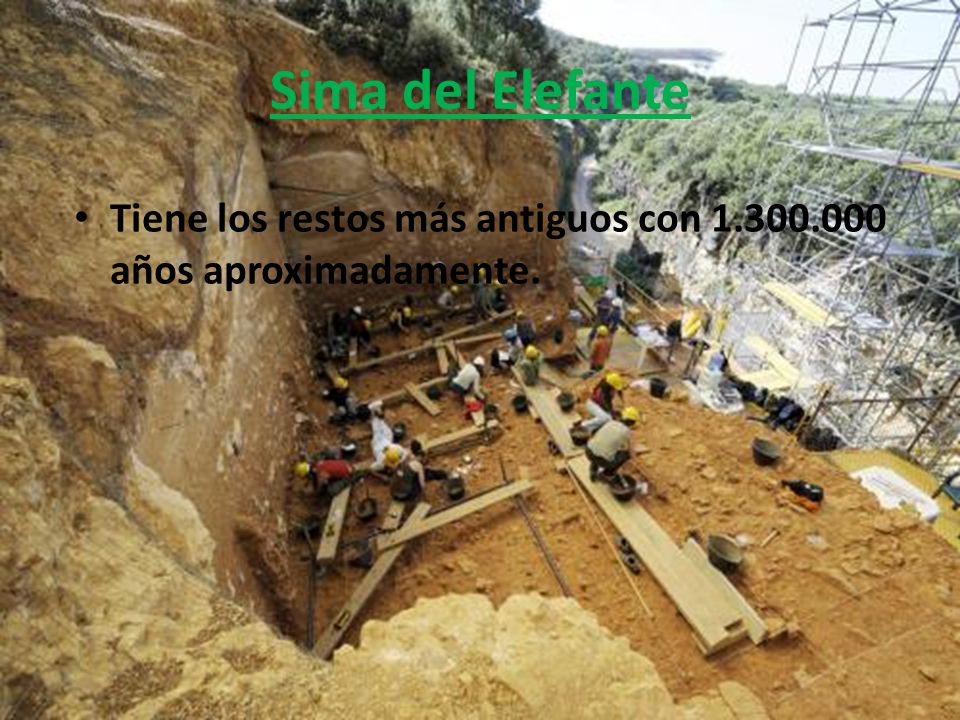 Sima del Elefante Tiene los restos más antiguos con años aproximadamente.