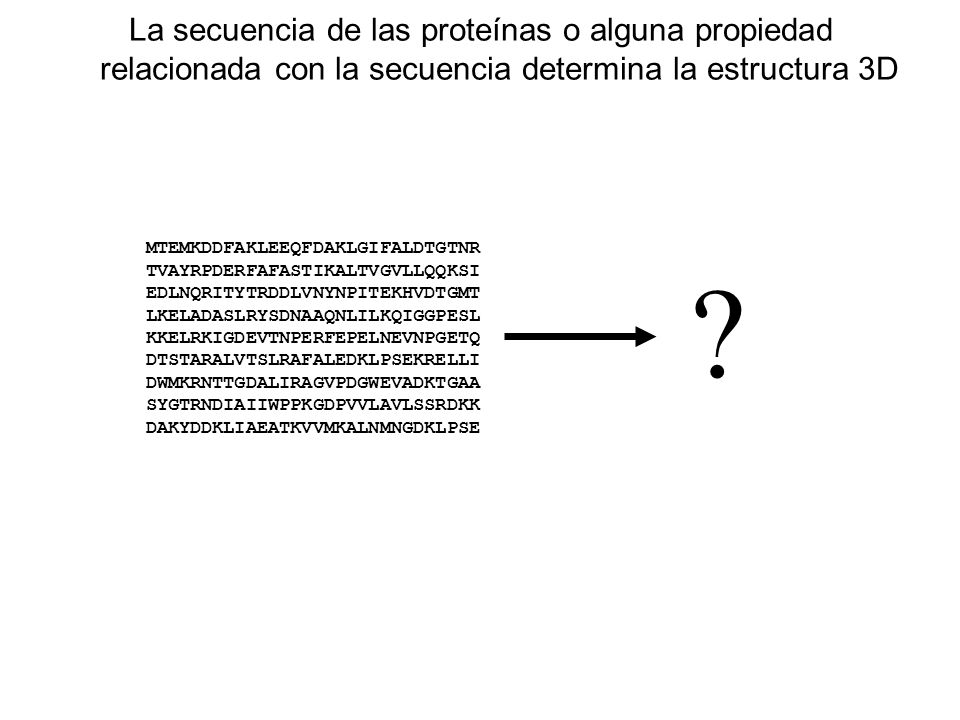 La secuencia de las proteínas o alguna propiedad relacionada con la secuencia determina la estructura 3D