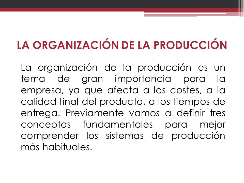LA ORGANIZACIÓN DE LA PRODUCCIÓN