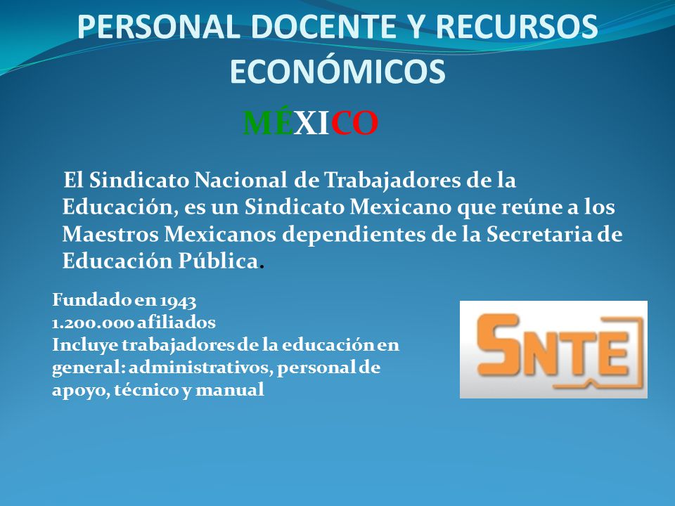 PERSONAL DOCENTE Y RECURSOS ECONÓMICOS