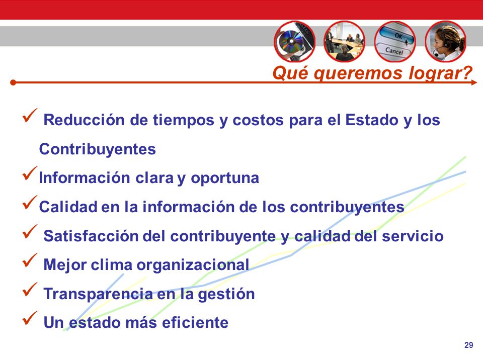Qué queremos lograr Reducción de tiempos y costos para el Estado y los Contribuyentes. Información clara y oportuna.