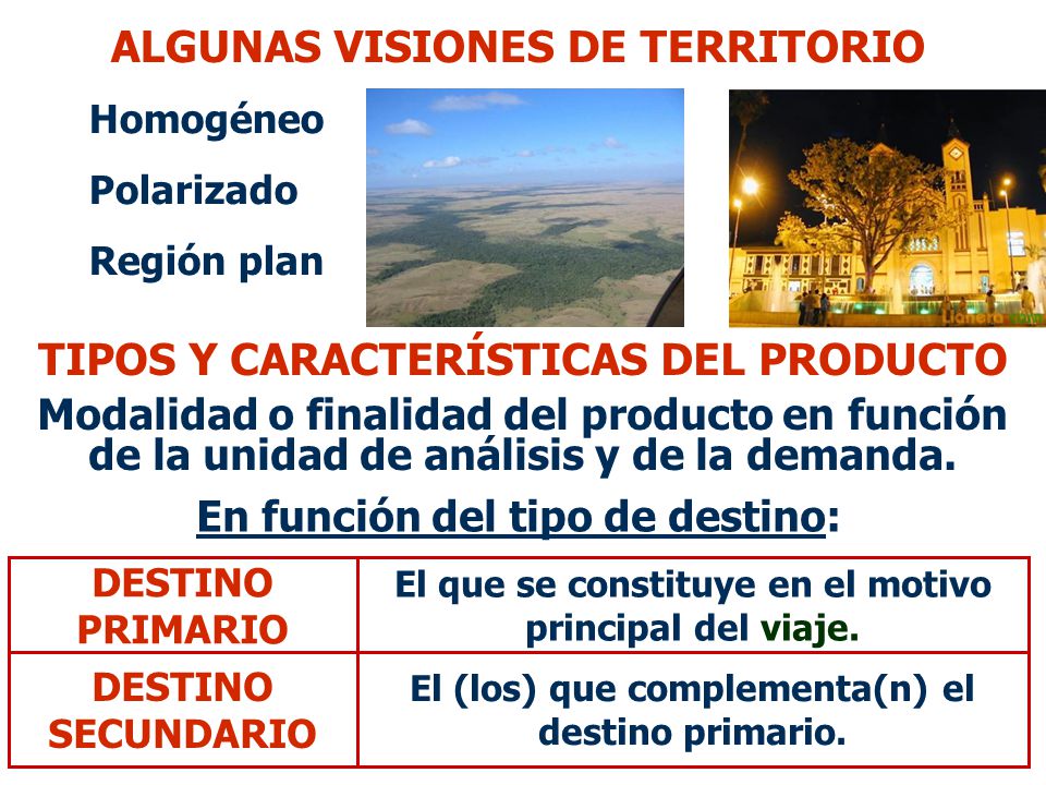 ALGUNAS VISIONES DE TERRITORIO TIPOS Y CARACTERÍSTICAS DEL PRODUCTO
