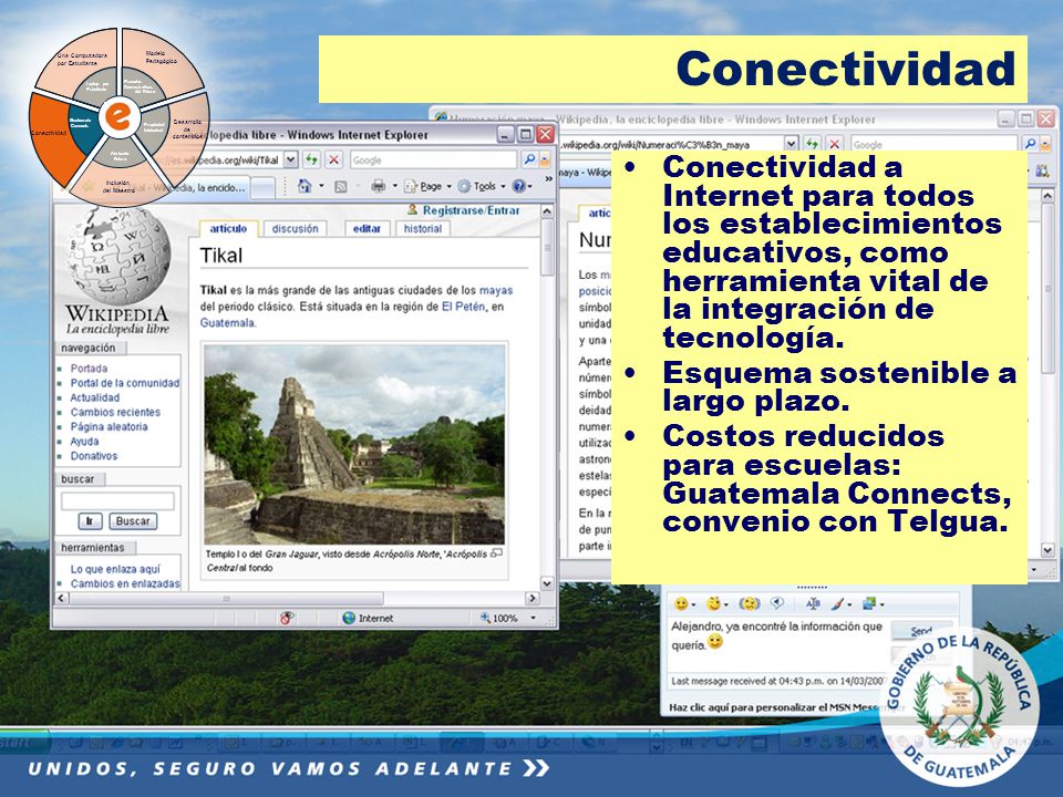 Conectividad Inclusión del Maestro. Una Computadora. por Estudiante. Modelo. Pedagógico. Desarrollo de contenidos.