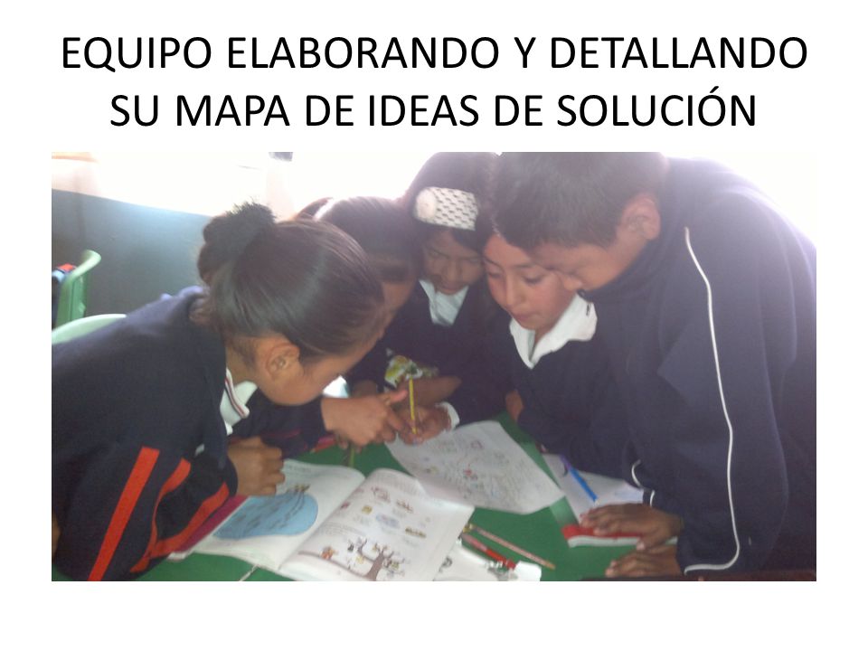 EQUIPO ELABORANDO Y DETALLANDO SU MAPA DE IDEAS DE SOLUCIÓN