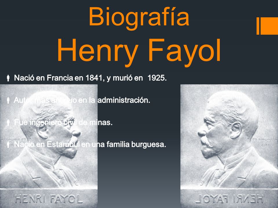Biografía Henry Fayol Nació en Francia en 1841, y murió en 1925.