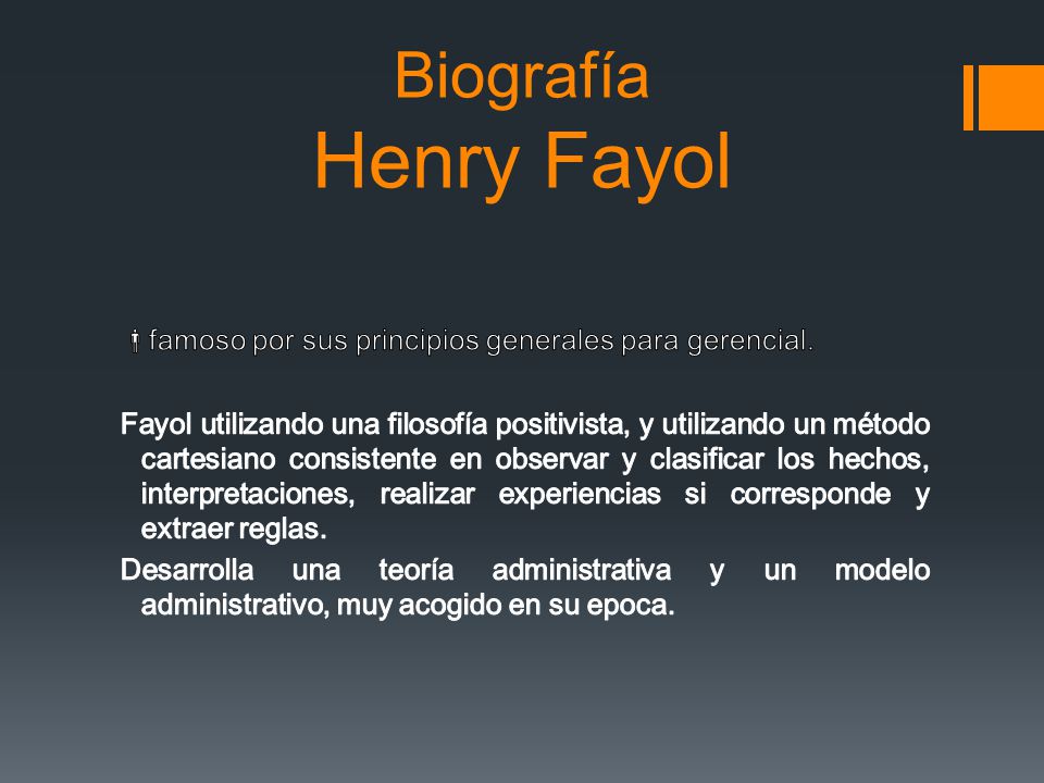Biografía Henry Fayol famoso por sus principios generales para gerencial.