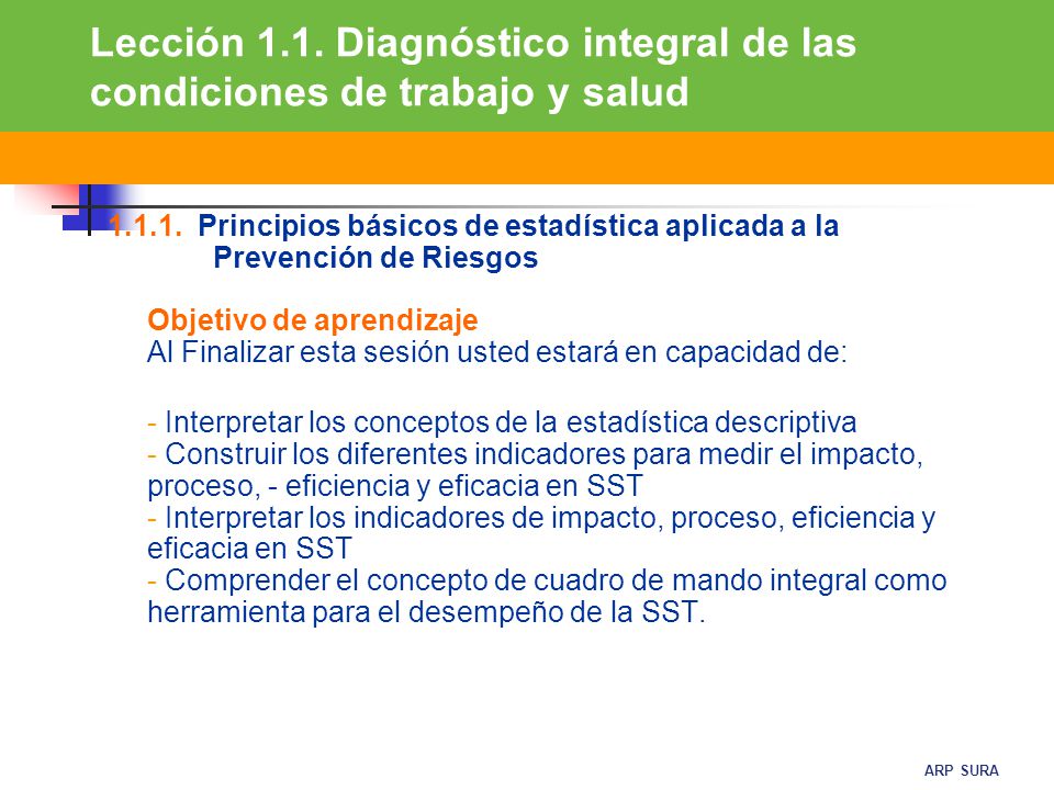 Lección 1.1. Diagnóstico integral de las condiciones de trabajo y salud