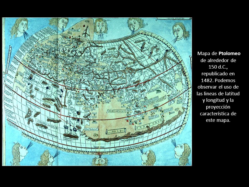 Mapa de Ptolomeo de alrededor de 150 d. C. , republicado en 1482