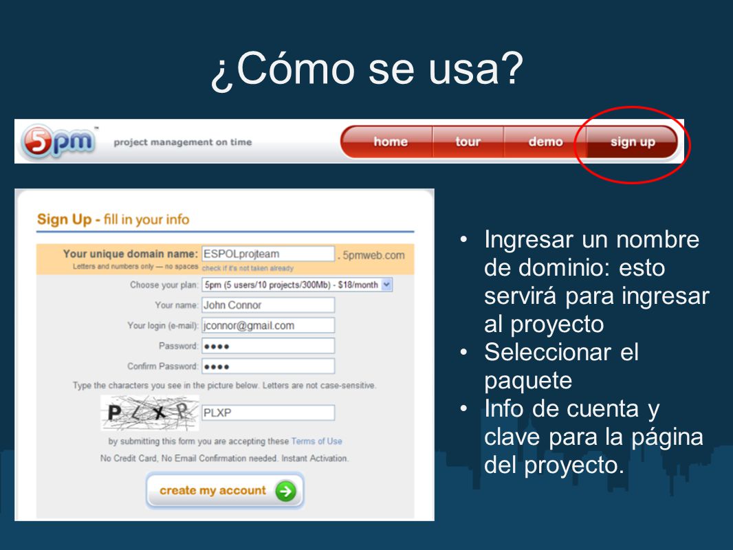 ¿Cómo se usa Ingresar un nombre de dominio: esto servirá para ingresar al proyecto. Seleccionar el paquete.