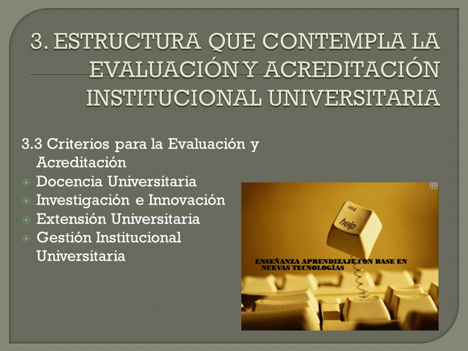 3. ESTRUCTURA QUE CONTEMPLA LA EVALUACIÓN Y ACREDITACIÓN INSTITUCIONAL UNIVERSITARIA