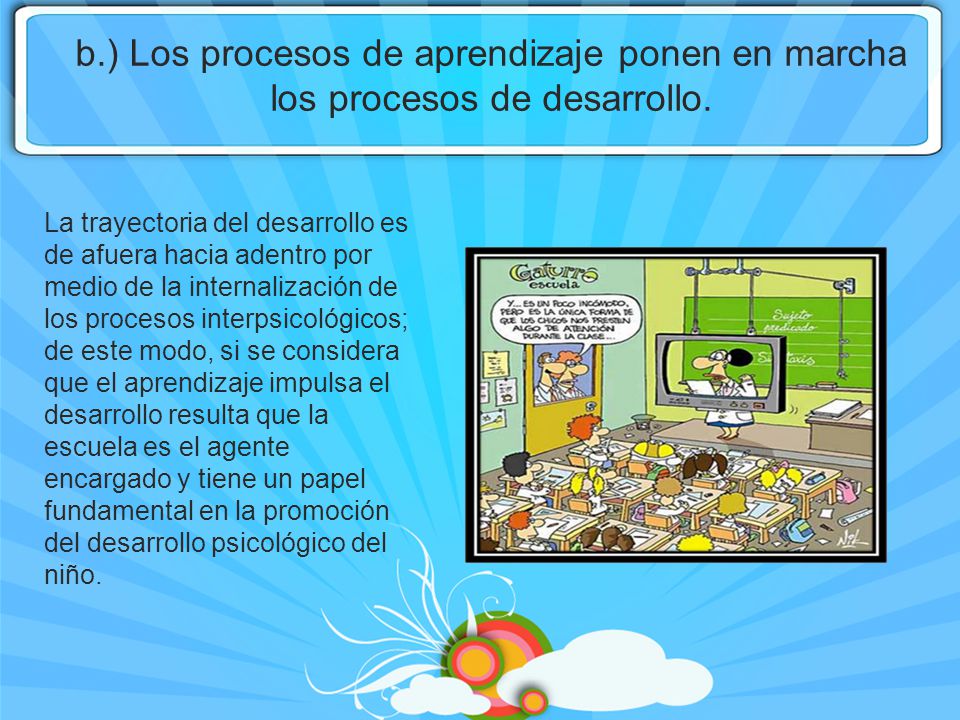 b.) Los procesos de aprendizaje ponen en marcha los procesos de desarrollo.