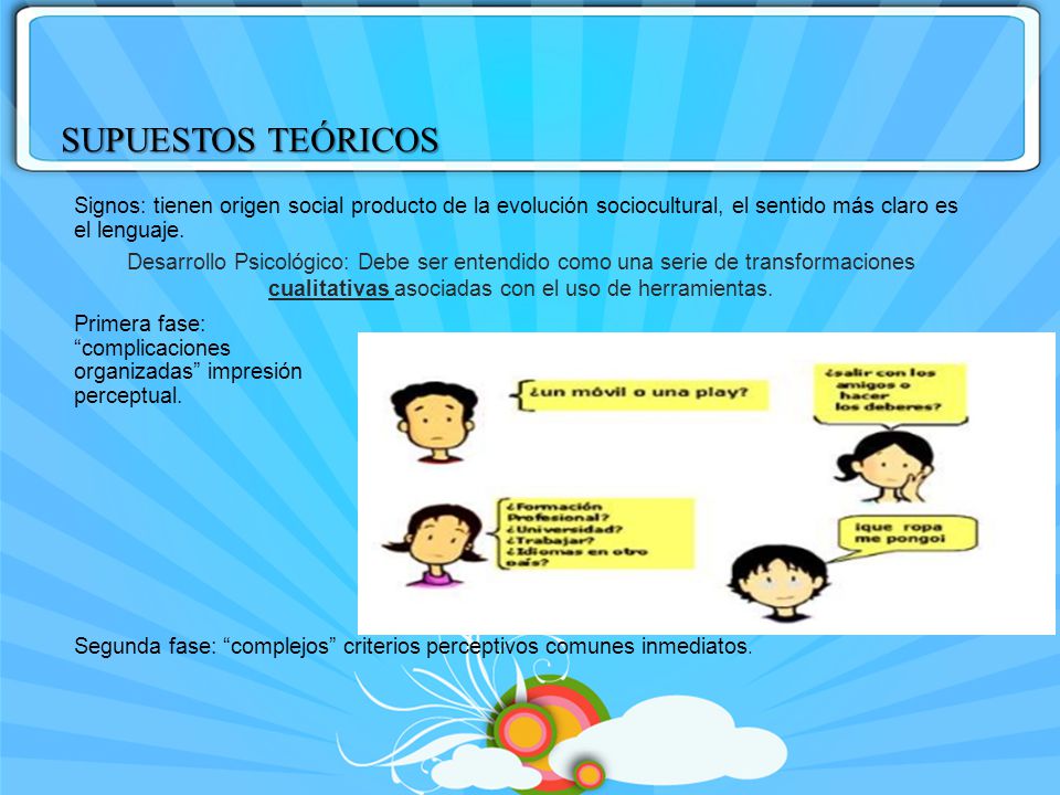 SUPUESTOS TEÓRICOS Signos: tienen origen social producto de la evolución sociocultural, el sentido más claro es el lenguaje.