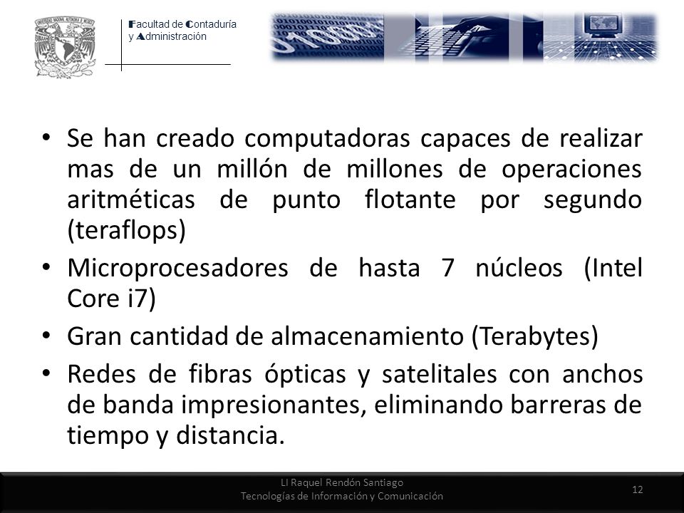 LI Raquel Rendón Santiago Tecnologías de Información y Comunicación