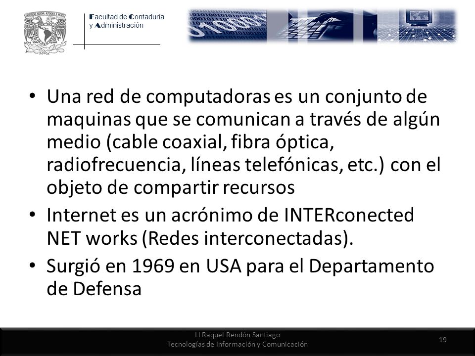 LI Raquel Rendón Santiago Tecnologías de Información y Comunicación