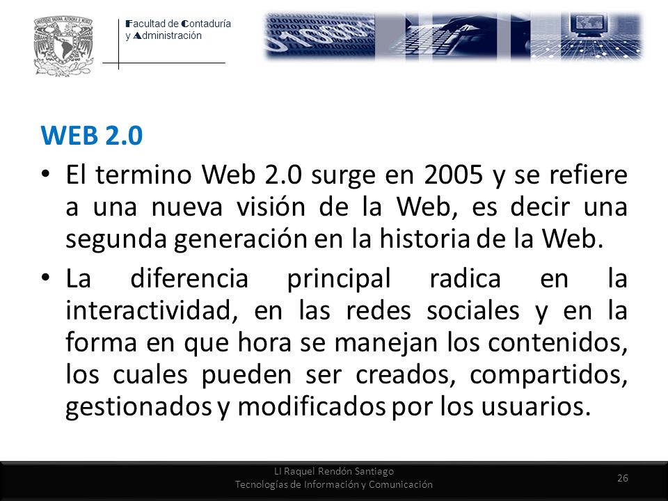 LI Raquel Rendón Santiago Tecnologías de Información y Comunicación