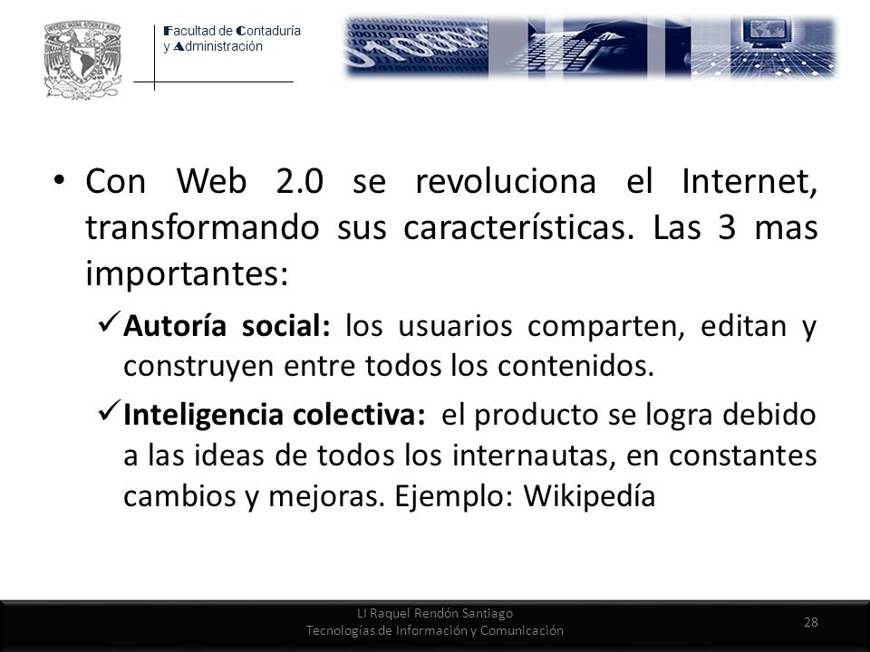 LI Raquel Rendón Santiago Tecnologías de Información y Comunicación