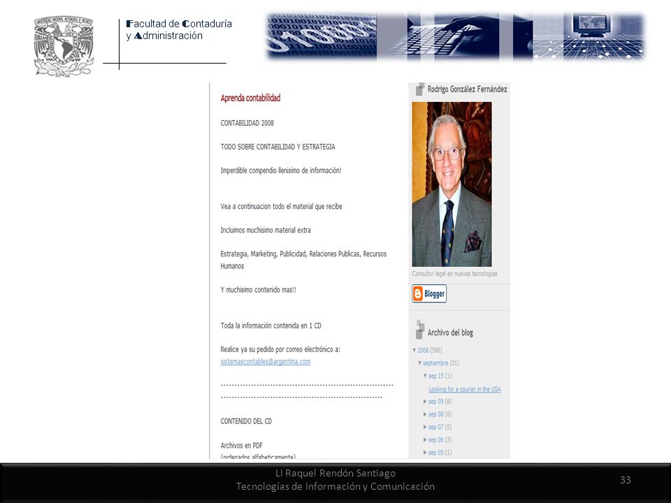 LI Raquel Rendón Santiago Tecnologías de Información y Comunicación