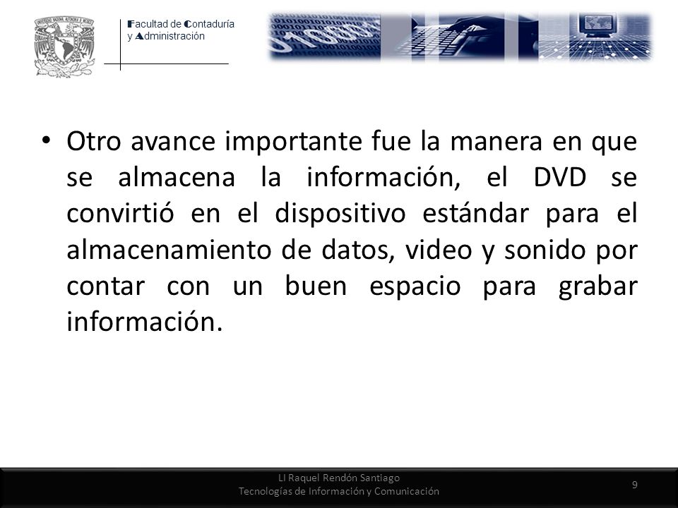 LI Raquel Rendón Santiago Tecnologías de Información y Comunicación