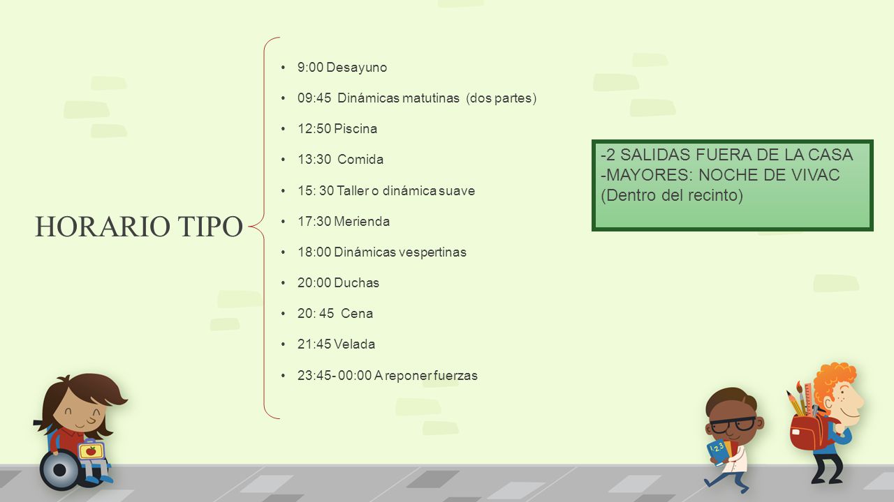 HORARIO TIPO 2 SALIDAS FUERA DE LA CASA