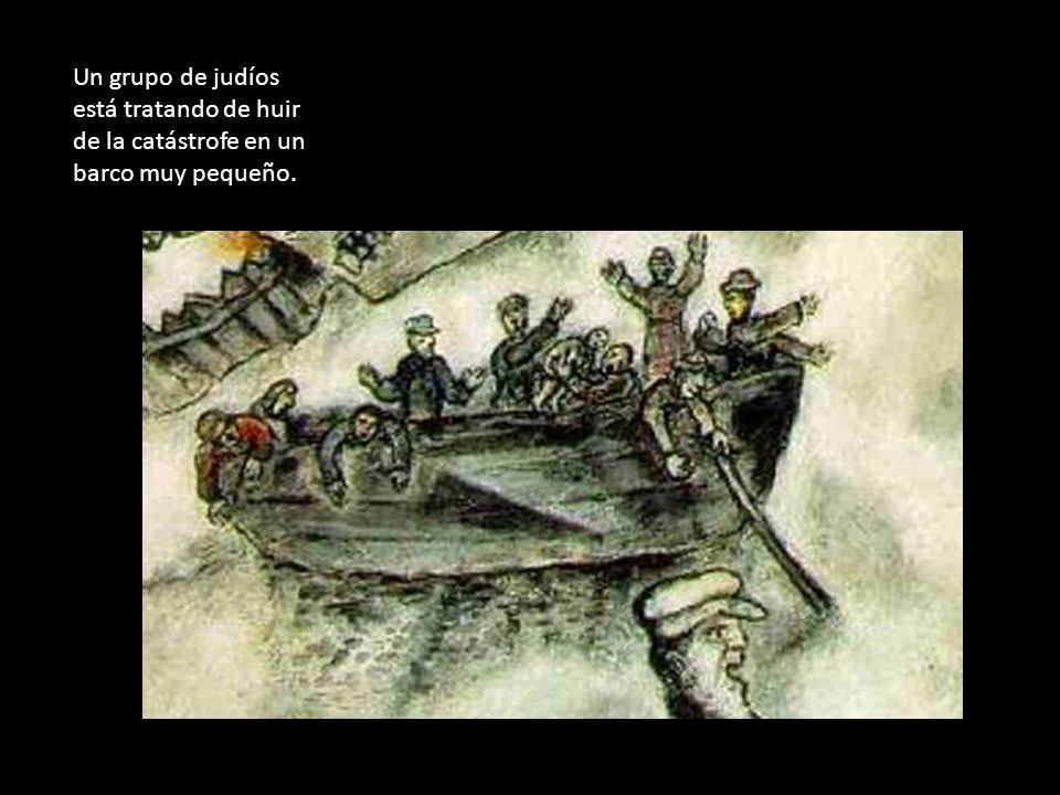Un grupo de judíos está tratando de huir de la catástrofe en un barco muy pequeño.