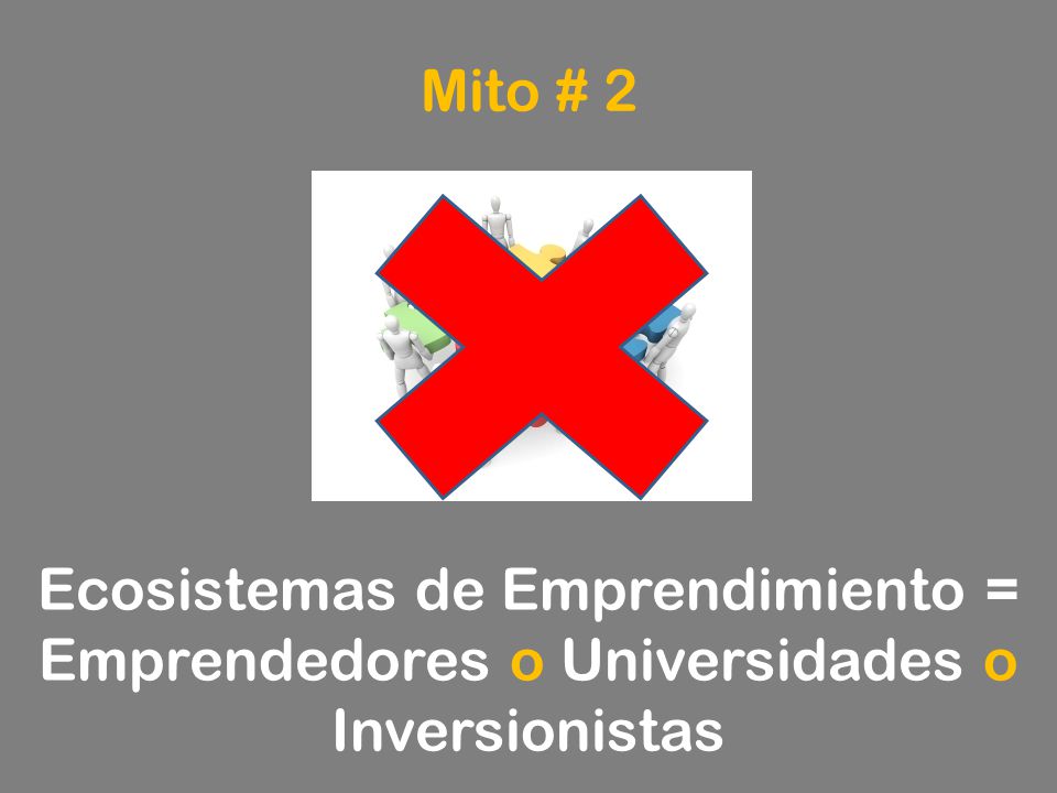 Mito # 2 Ecosistemas de Emprendimiento = Emprendedores o Universidades o Inversionistas