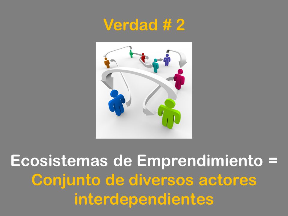 Verdad # 2 Ecosistemas de Emprendimiento = Conjunto de diversos actores interdependientes