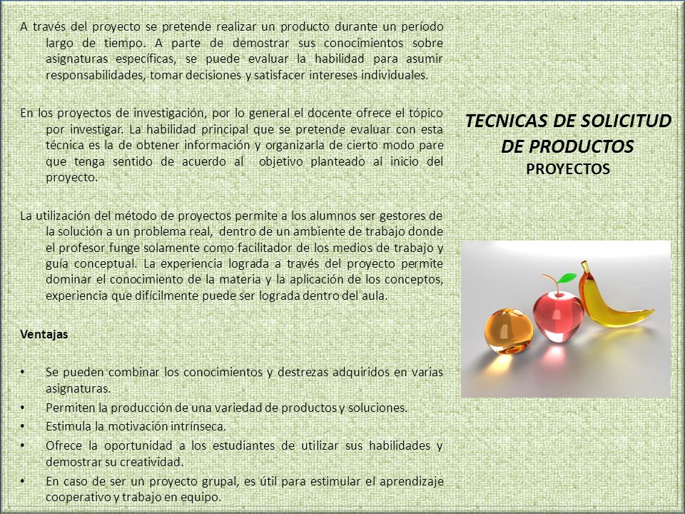 TECNICAS DE SOLICITUD DE PRODUCTOS PROYECTOS
