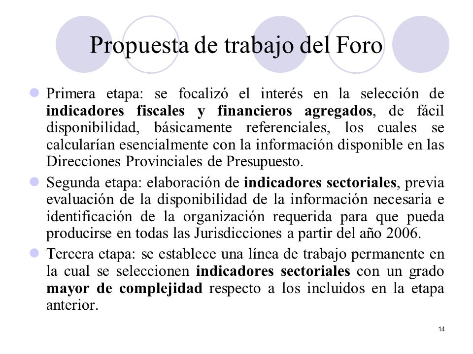 Propuesta de trabajo del Foro