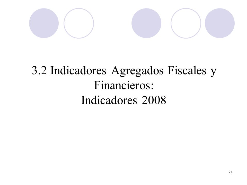 3.2 Indicadores Agregados Fiscales y Financieros: Indicadores 2008