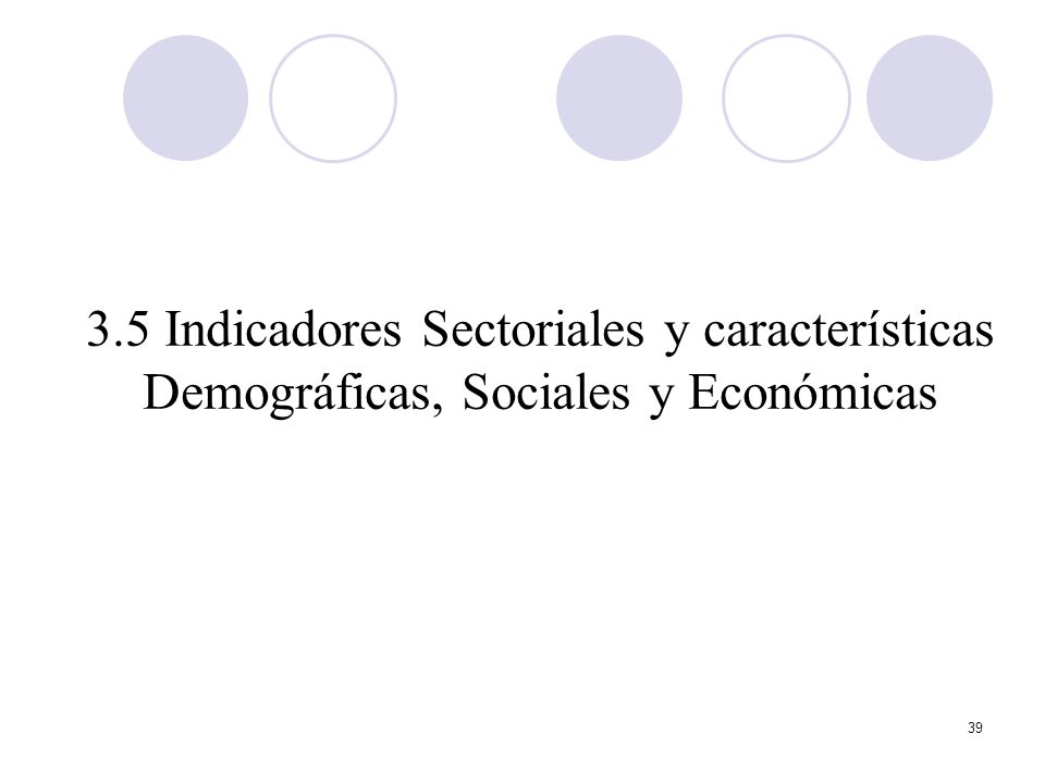 3.5 Indicadores Sectoriales y características Demográficas, Sociales y Económicas