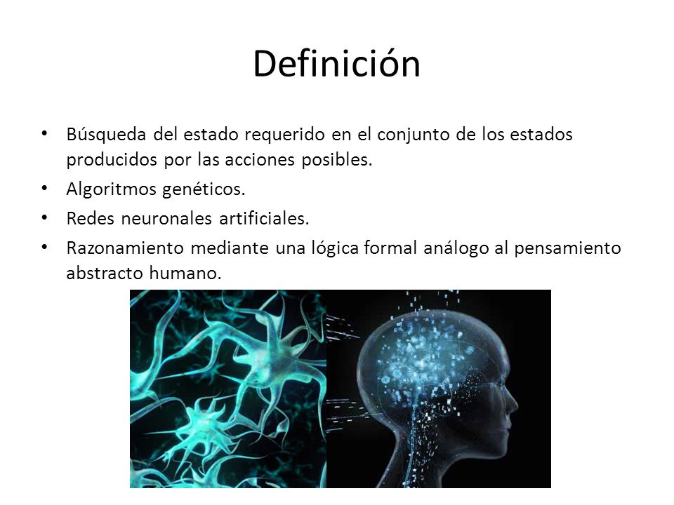 Definición Búsqueda del estado requerido en el conjunto de los estados producidos por las acciones posibles.