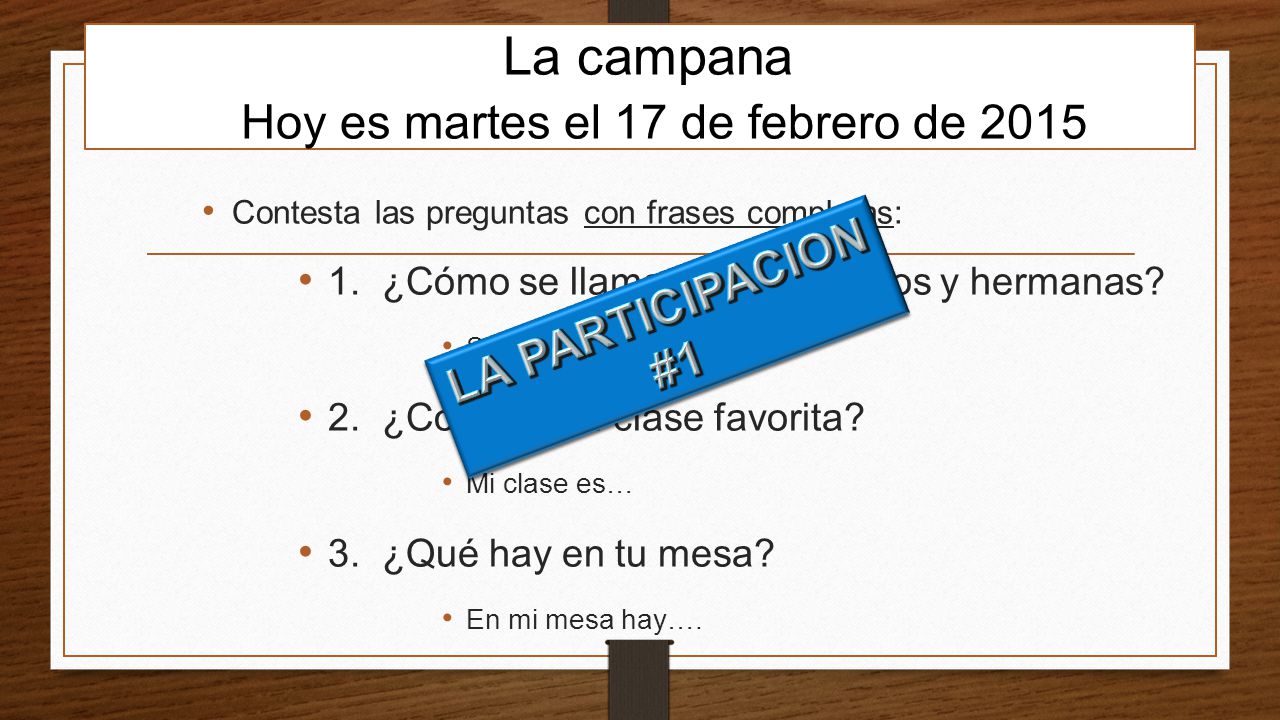 La campana Hoy es martes el 17 de febrero de 2015