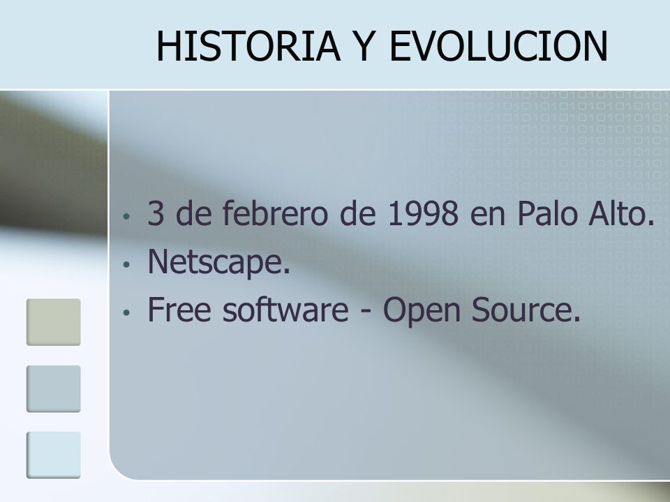 HISTORIA Y EVOLUCION 3 de febrero de 1998 en Palo Alto. Netscape.