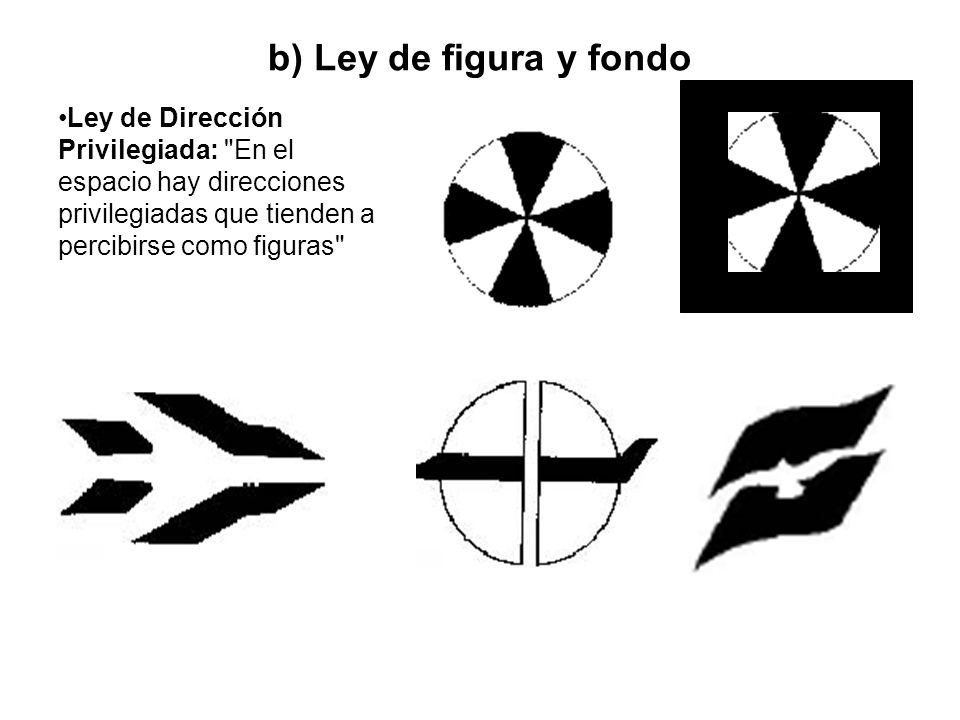 b) Ley de figura y fondo Ley de Dirección Privilegiada: En el espacio hay direcciones privilegiadas que tienden a percibirse como figuras