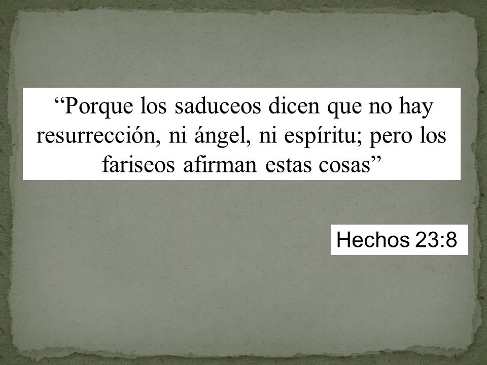 Porque los saduceos dicen que no hay resurrección, ni ángel, ni espíritu; pero los fariseos afirman estas cosas