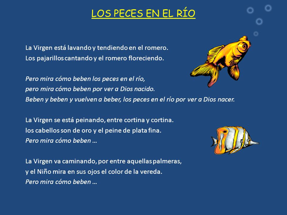 LOS PECES EN EL RÍO La Virgen está lavando y tendiendo en el romero.