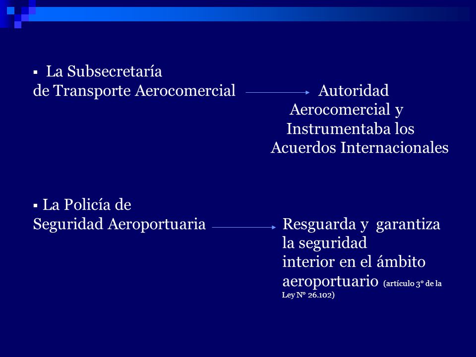 La Subsecretaría de Transporte Aerocomercial Autoridad Aerocomercial y Instrumentaba los Acuerdos Internacionales.