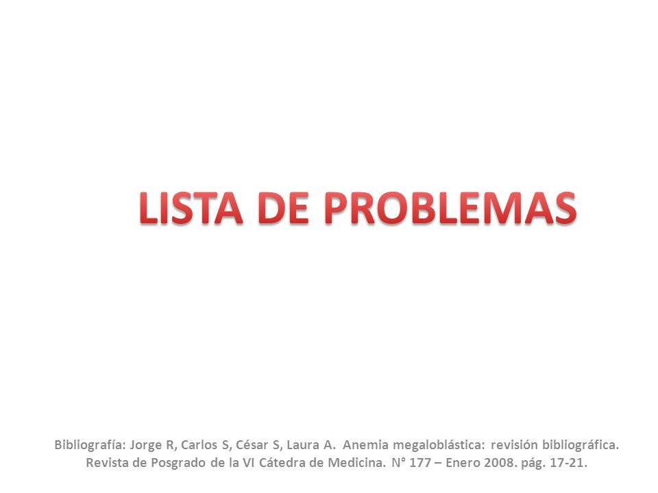LISTA DE PROBLEMAS