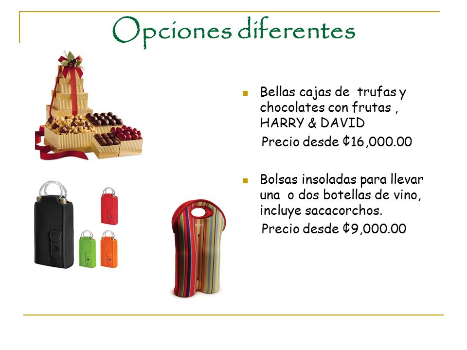 Opciones diferentes Bellas cajas de trufas y chocolates con frutas , HARRY & DAVID. Precio desde ¢16,