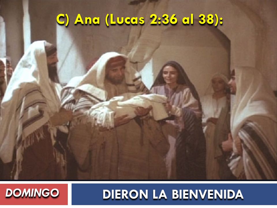 C) Ana (Lucas 2:36 al 38): DOMINGO DIERON LA BIENVENIDA