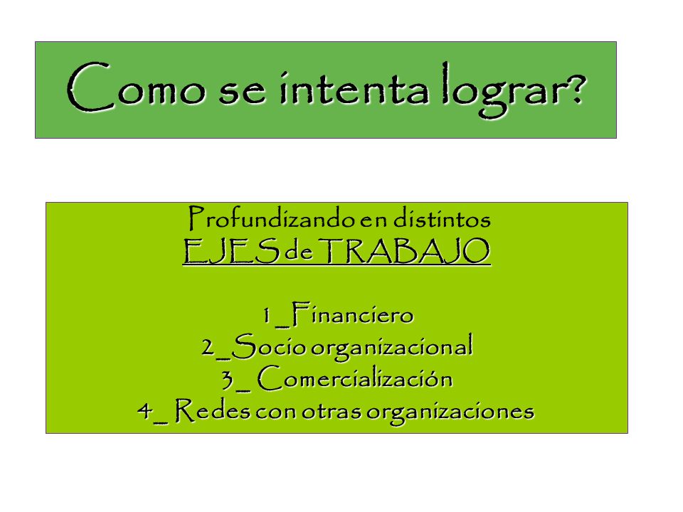 Como se intenta lograr Profundizando en distintos EJES de TRABAJO