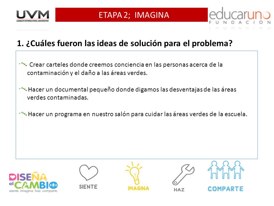 1. ¿Cuáles fueron las ideas de solución para el problema