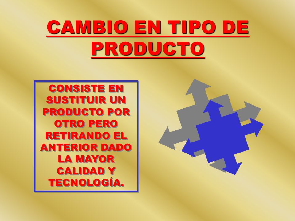 CAMBIO EN TIPO DE PRODUCTO