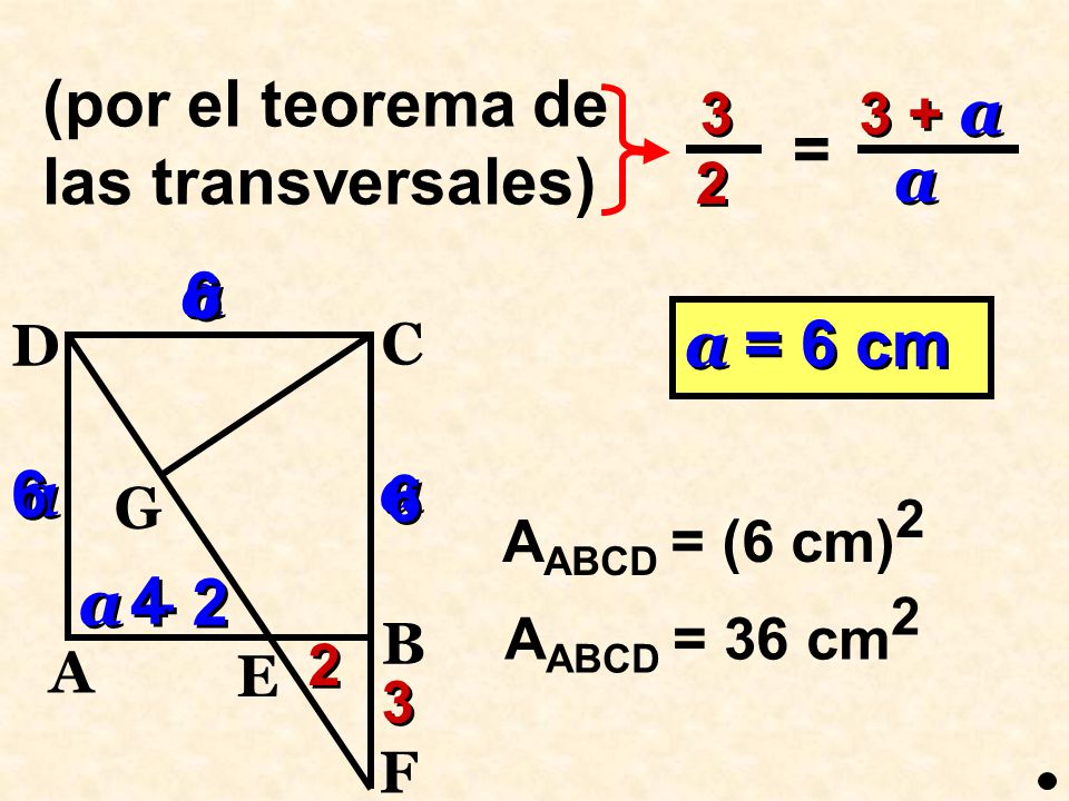 (por el teorema de las transversales) = a