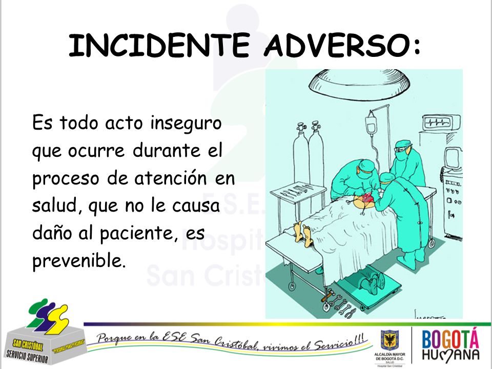 INCIDENTE ADVERSO: Es todo acto inseguro que ocurre durante el