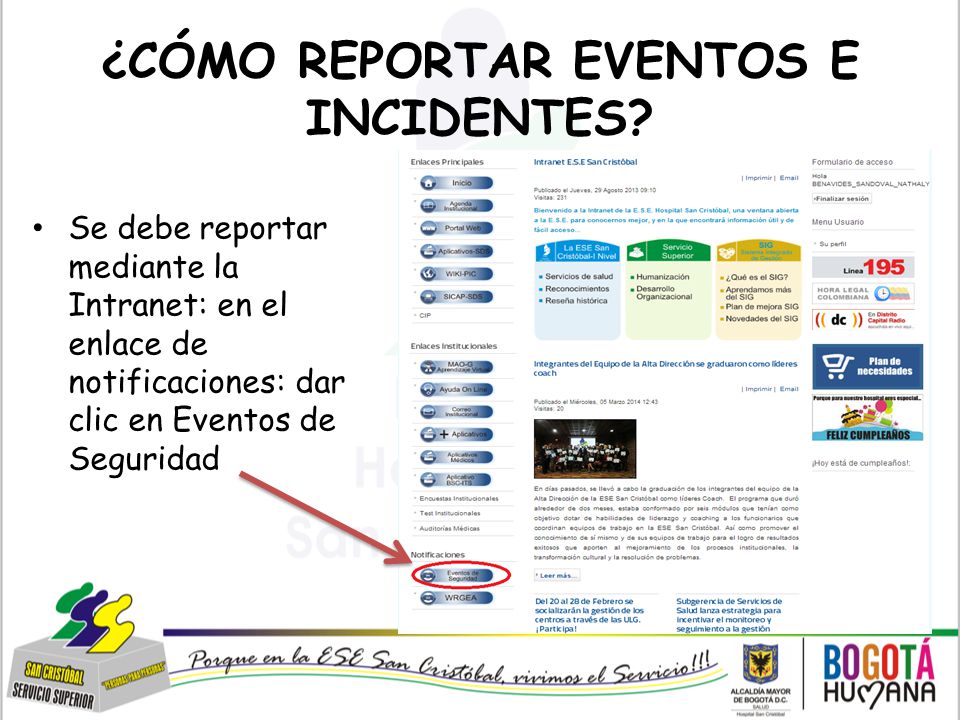 ¿CÓMO REPORTAR EVENTOS E INCIDENTES
