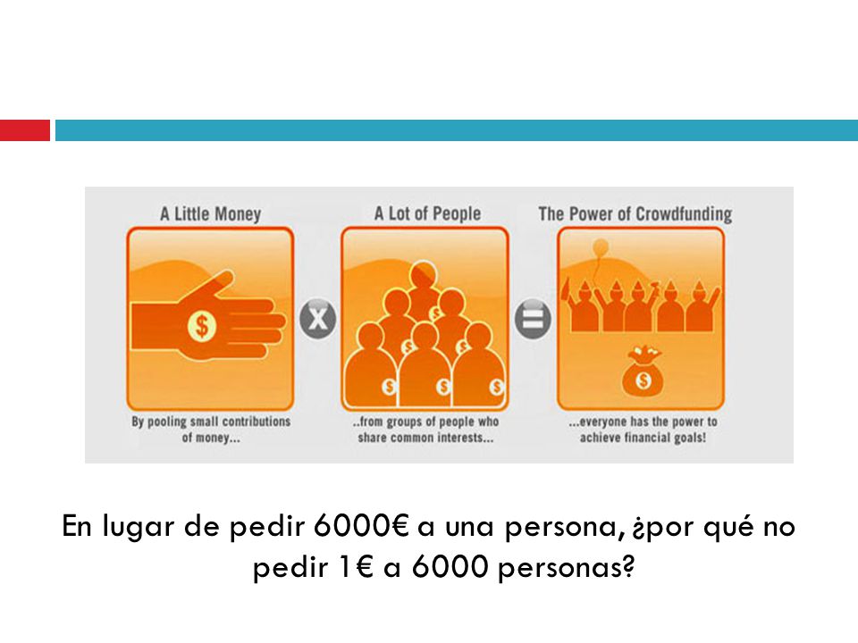 En lugar de pedir 6000€ a una persona, ¿por qué no pedir 1€ a 6000 personas