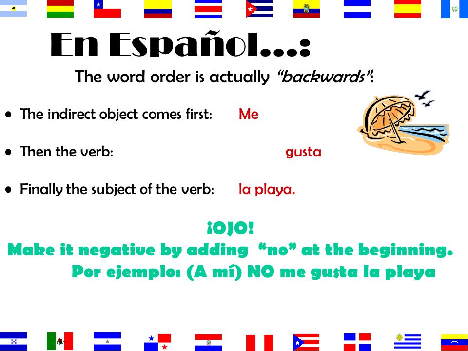 En Español…: The word order is actually backwards : ¡OJO!