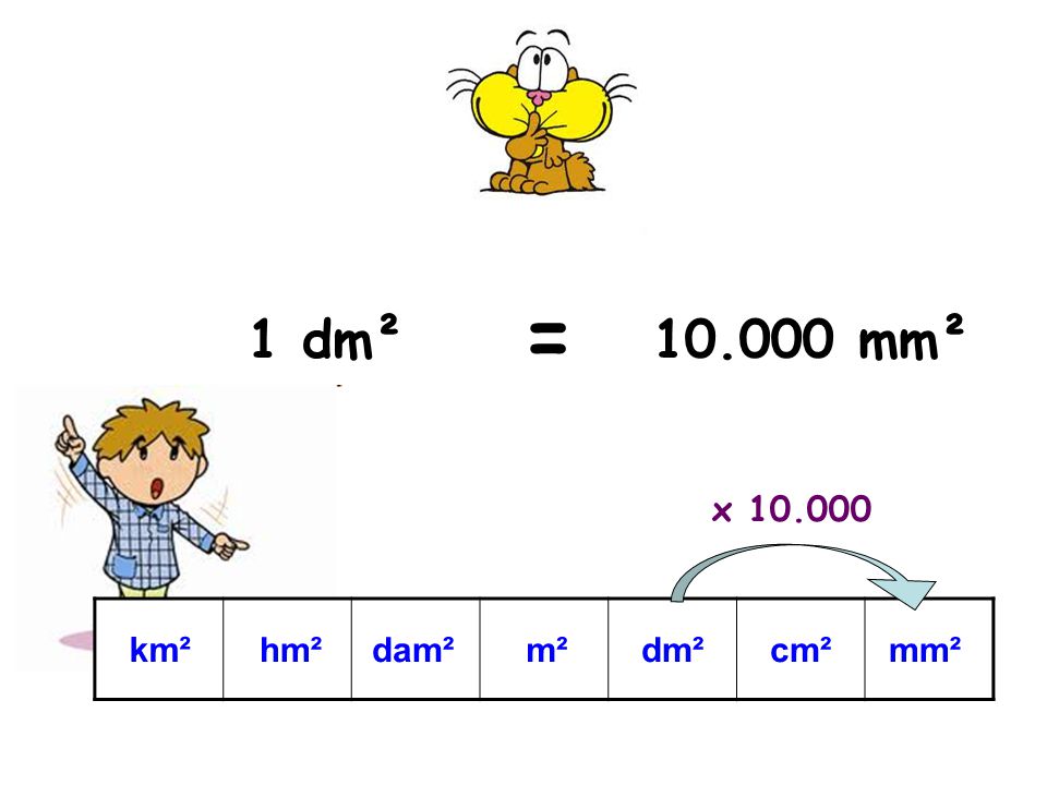 = 1 dm² mm² x cm² dm² m² dam² mm² hm² km²