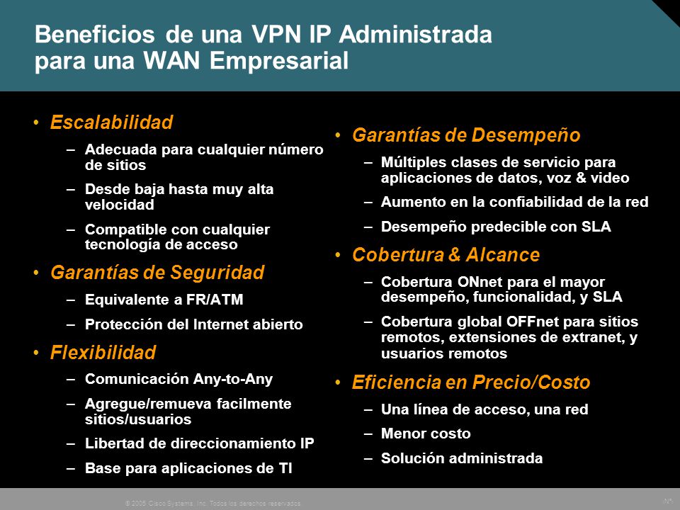 Beneficios de una VPN IP Administrada para una WAN Empresarial
